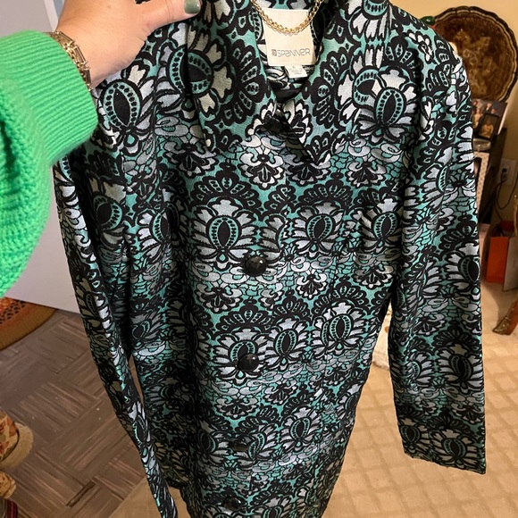 Spanner jacquard tapestry evening jacket 6 teal and black - Picture 2 of 7